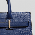 Crocodile Embossed PU Leather Top Handle Bag - handle - light grey studio