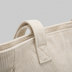 Corduroy Solid Color Shoulder Bag - handle - light grey studio