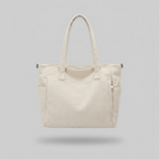 Corduroy Solid Color Shoulder Bag - front - light grey studio