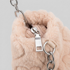 Fluffy Heart-Patterned Plush Shoulder Bag - hardware - light grey studio