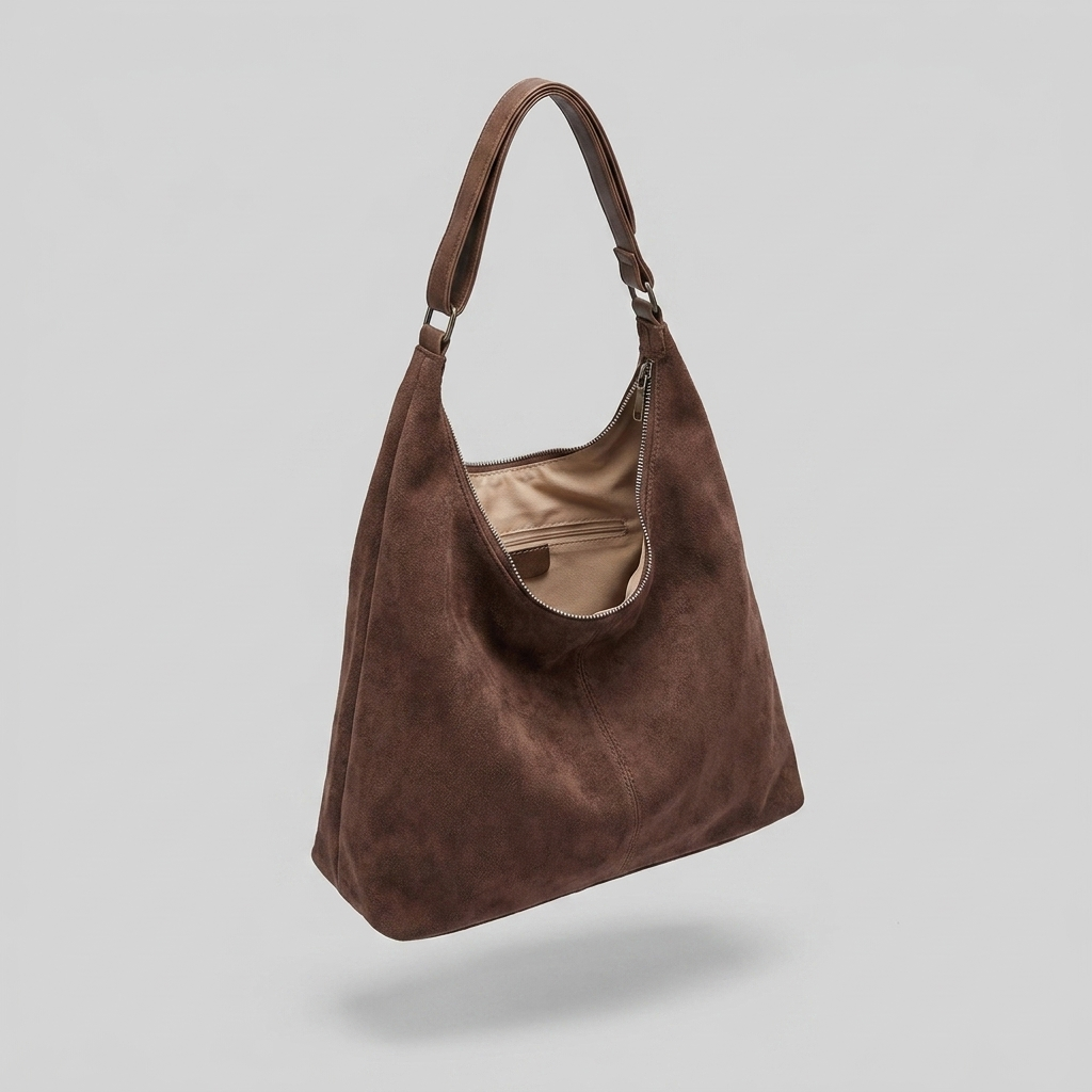 Chic Solid Color Suede Shoulder Bag - open34 - light grey studio