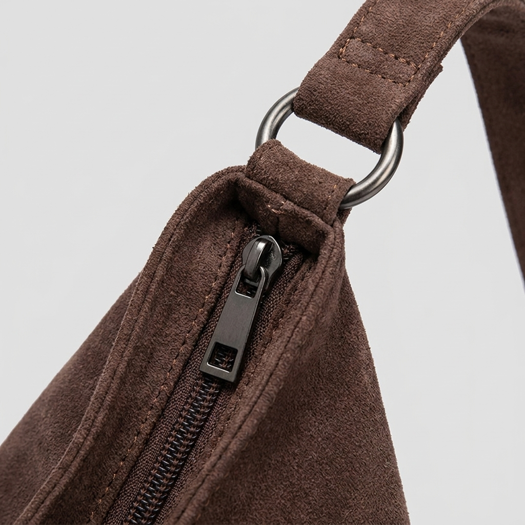 Chic Solid Color Suede Shoulder Bag - hardware - light grey studio