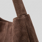 Chic Solid Color Suede Shoulder Bag - handle - light grey studio