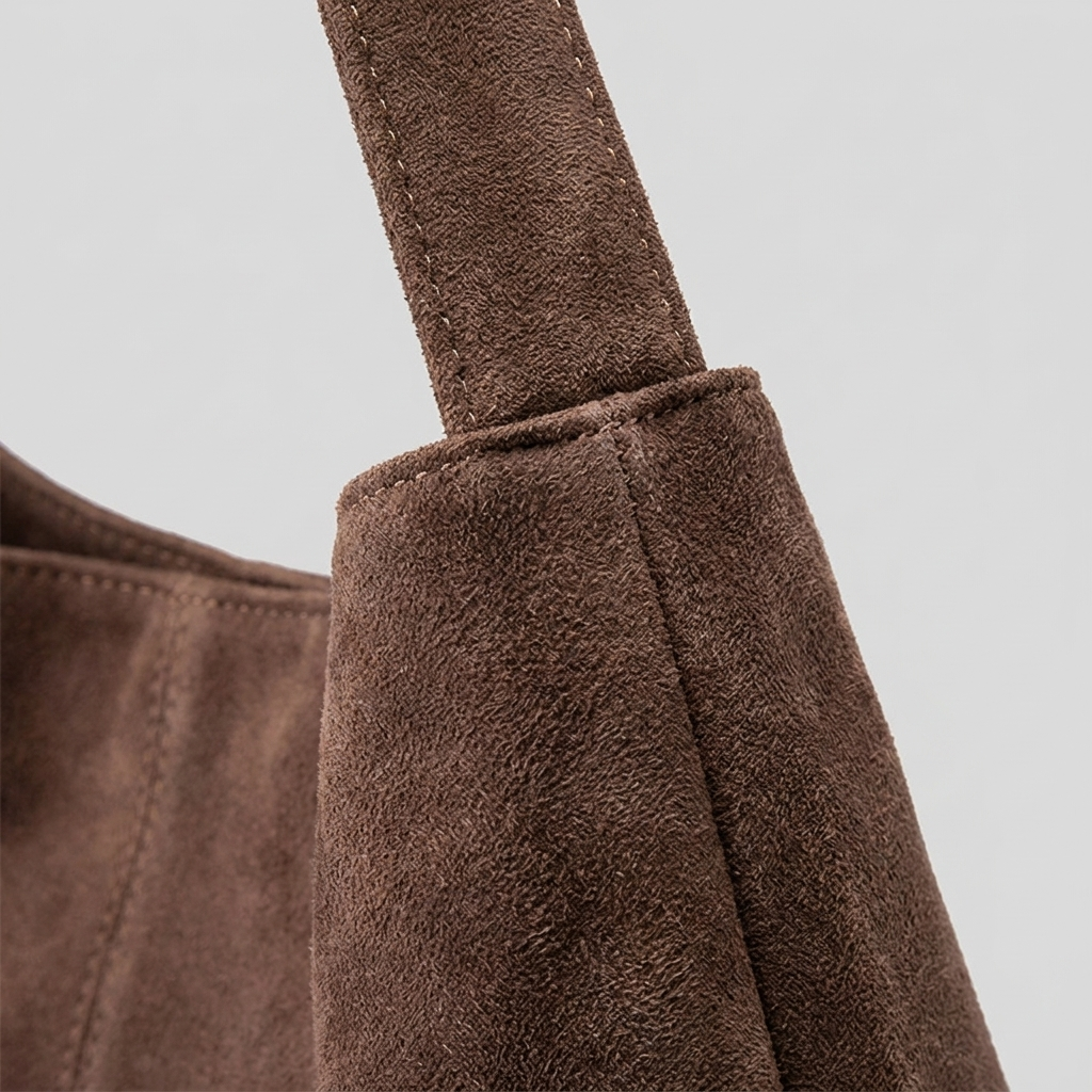 Chic Solid Color Suede Shoulder Bag - handle - light grey studio