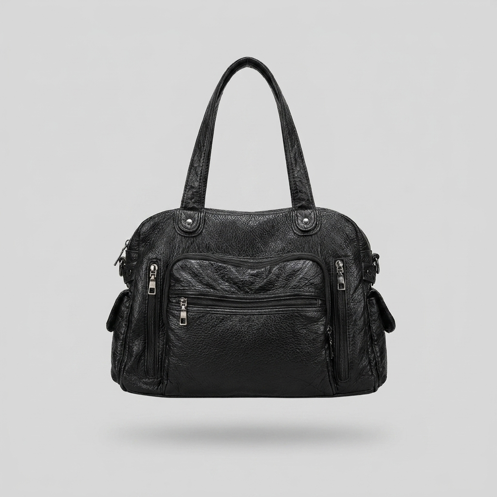 Bella Timeless Multi Pocket Shoulder Bag - front - light grey studio