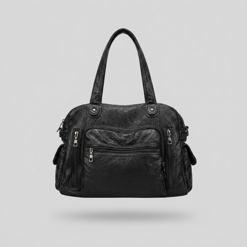 Bella Timeless Multi Pocket Shoulder Bag - front - light grey studio