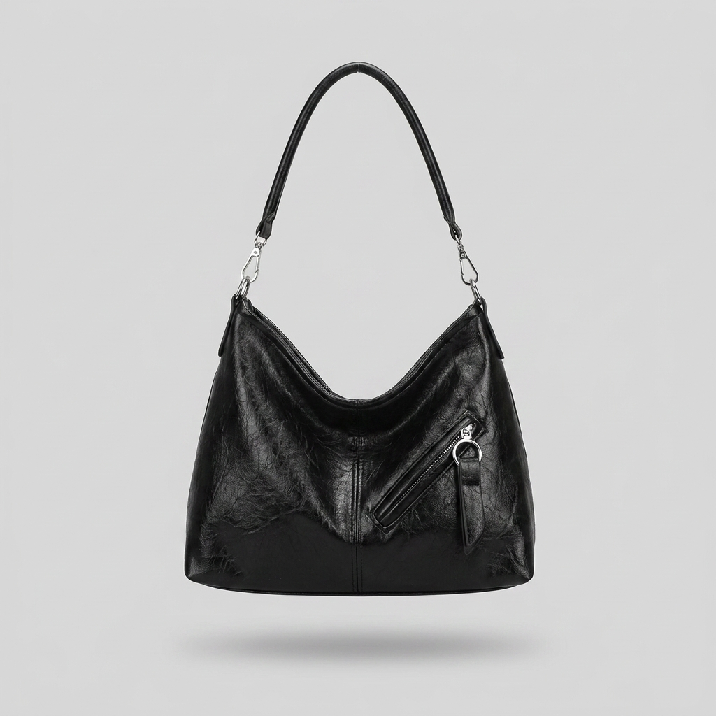 Bonnie Bold PU Leather Shoulder Bag - front - light grey studio