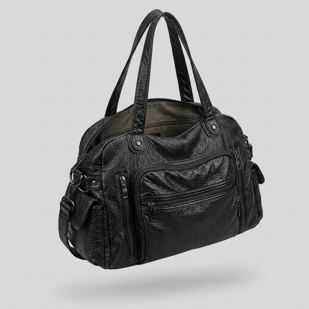 Bella Timeless Multi Pocket Shoulder Bag - open34 - light grey studio