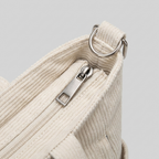 Corduroy Solid Color Shoulder Bag - hardware - light grey studio