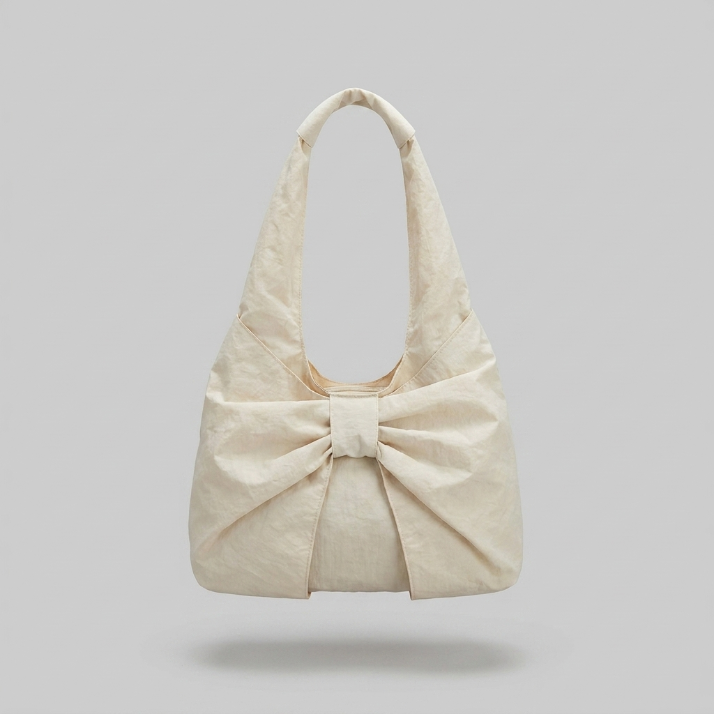 Cheyenne Timeless Ruched Bow Shoulder Bag - front - light grey studio