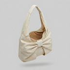 Cheyenne Timeless Ruched Bow Shoulder Bag - open34 - light grey studio