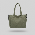 Corduroy Solid Color Shoulder Bag - green - front - light grey studio