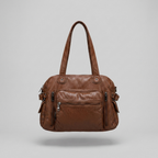 Bella Timeless Multi Pocket Shoulder Bag - brown - front - light grey studio