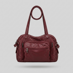 Bella Timeless Multi Pocket Shoulder Bag - wine red - front - light grey studio