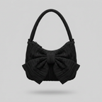 Cheyenne Timeless Ruched Bow Shoulder Bag - black - front - light grey studio