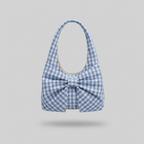 Cheyenne Timeless Ruched Bow Shoulder Bag - blue - front - light grey studio