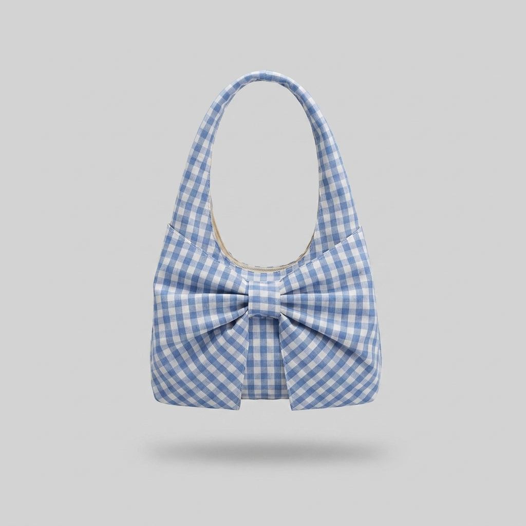 Cheyenne Timeless Ruched Bow Shoulder Bag - blue - front - light grey studio