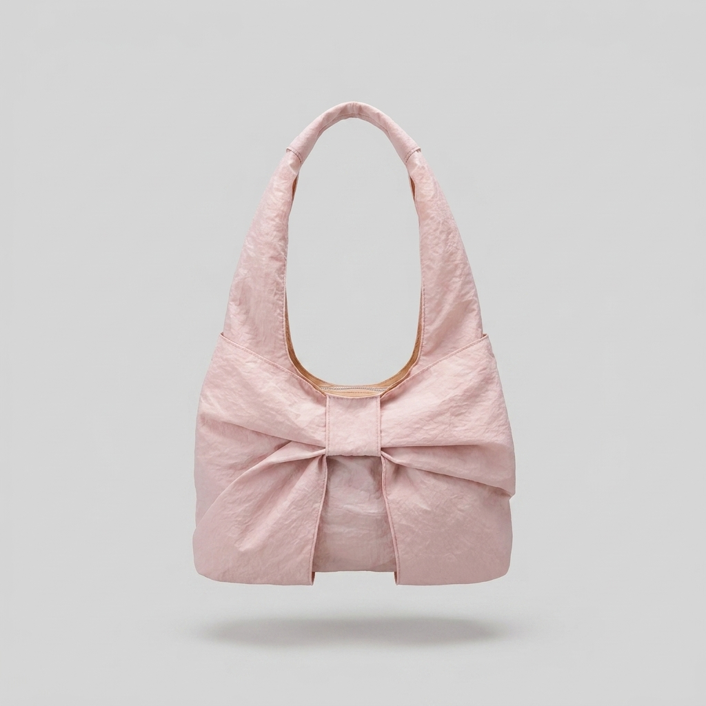 Cheyenne Timeless Ruched Bow Shoulder Bag - pink - front - light grey studio