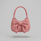 Cheyenne Timeless Ruched Bow Shoulder Bag - red - front - light grey studio