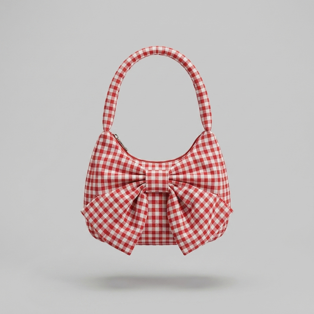 Cheyenne Timeless Ruched Bow Shoulder Bag - red - front - light grey studio
