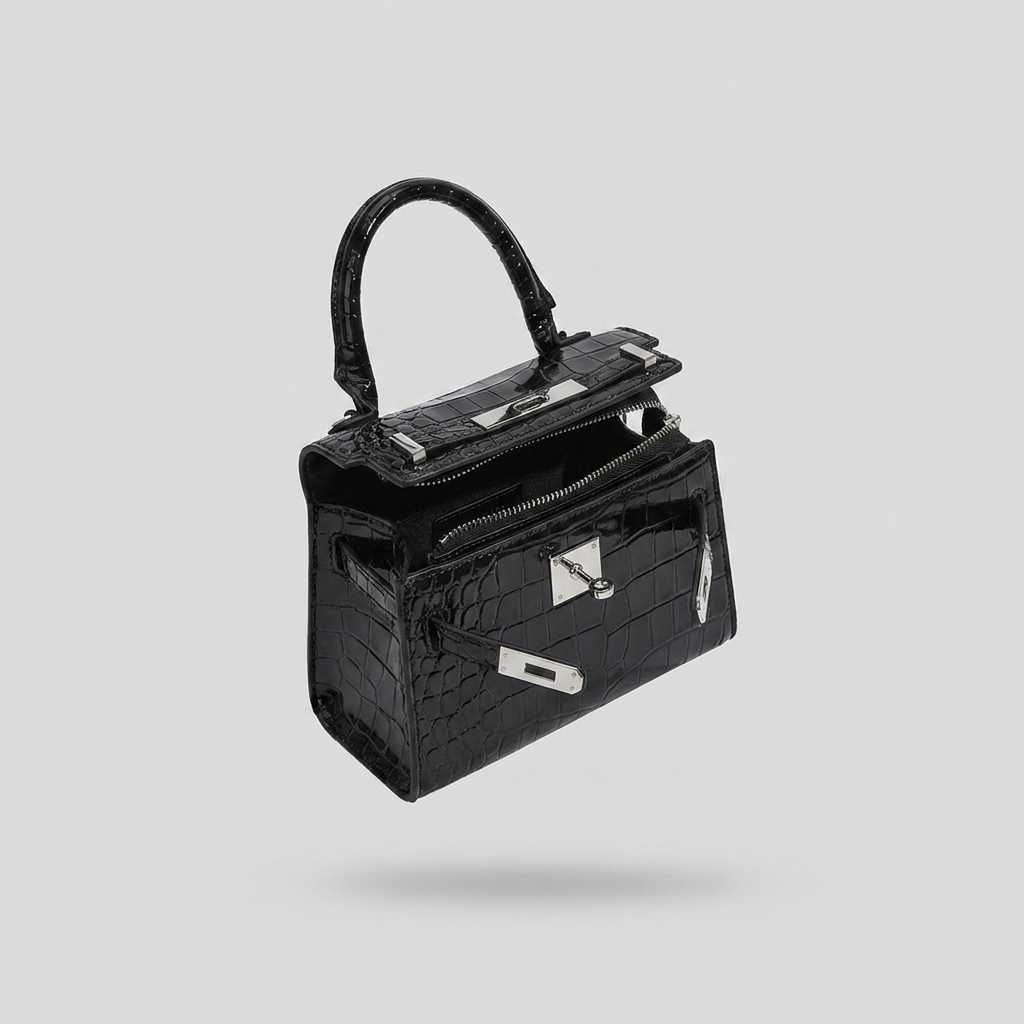 Black croc_top_handle1 - open34