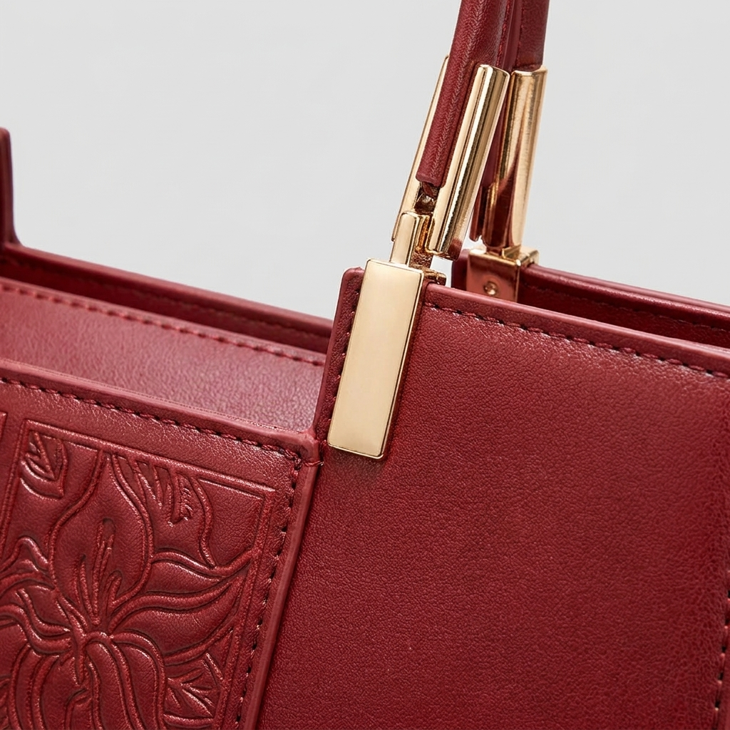 Red embossed_top_handle - hardware