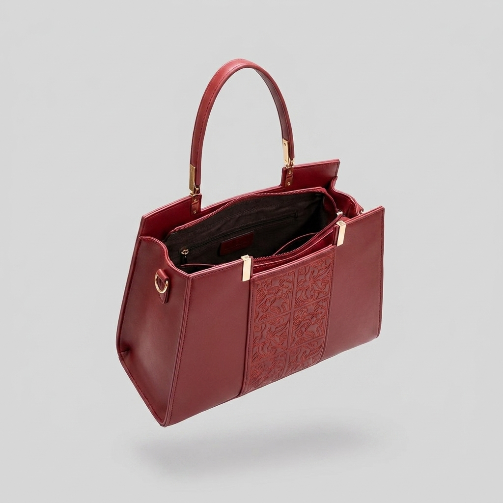 Red embossed_top_handle - open34