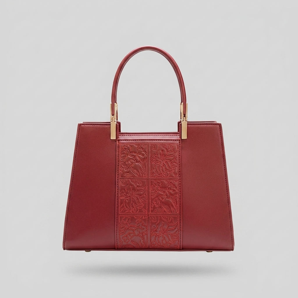 Red embossed_top_handle - front