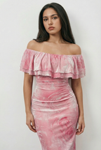 Irene | Cozy Off Shoulder Ruffle Midi Dress